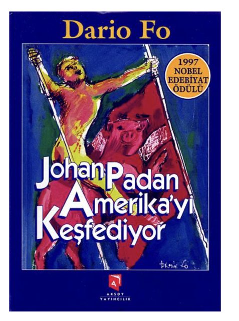 Johan Padan Amerika’yı Keşfediyor kitabının kapağı, Dario Fo